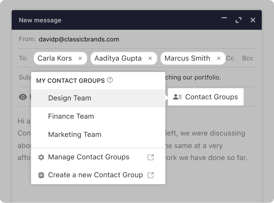 Contact groups feature